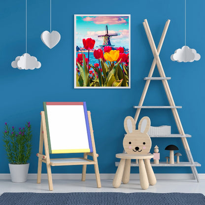 Windmill Tulip - Full Round Drill Diamond Painting 30*40CM