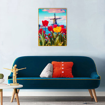 Windmill Tulip - Full Round Drill Diamond Painting 30*40CM