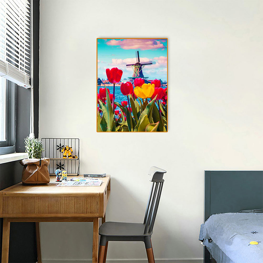 Windmill Tulip - Full Round Drill Diamond Painting 30*40CM