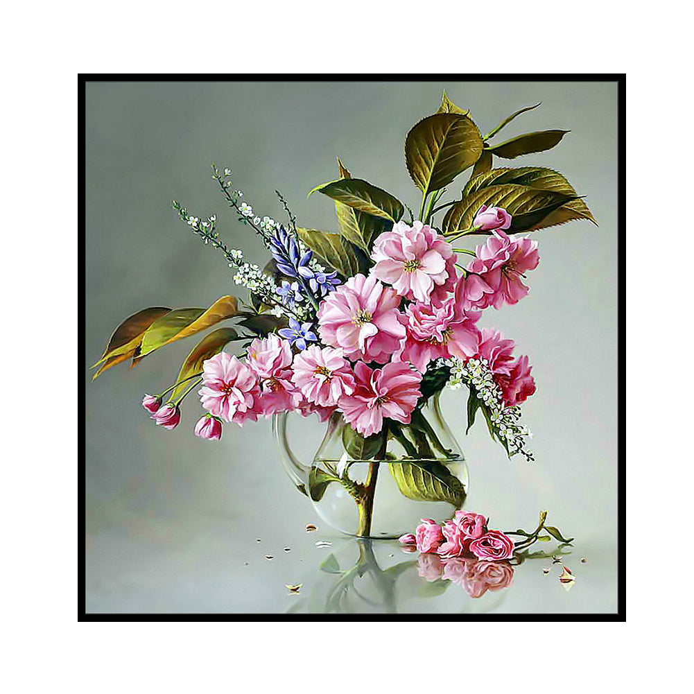 Pink Flower - 11CT Counted Cross Stitch 40*40CM