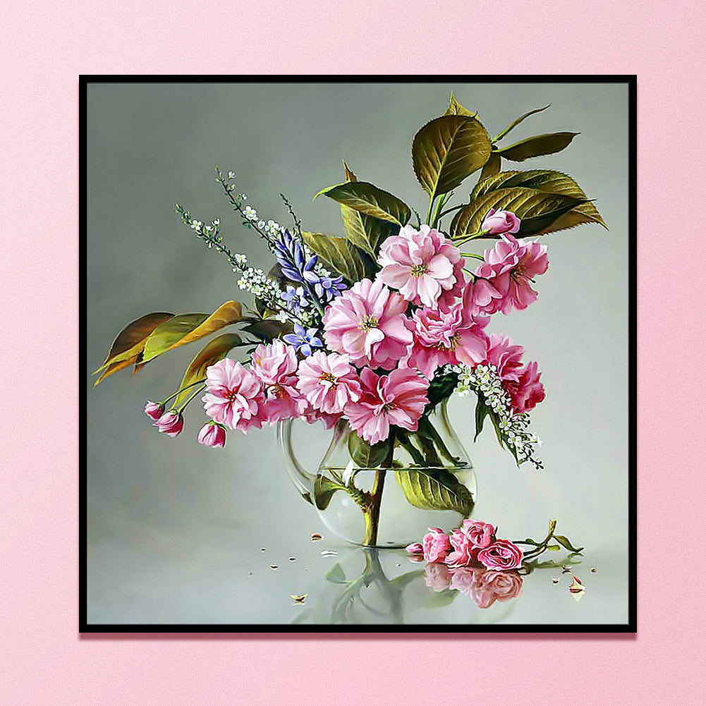 Pink Flower - 11CT Counted Cross Stitch 40*40CM