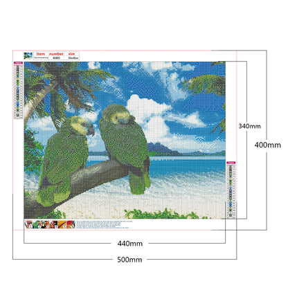 Seaside Green Parrot - Full Round Drill Diamond Painting 50*40CM