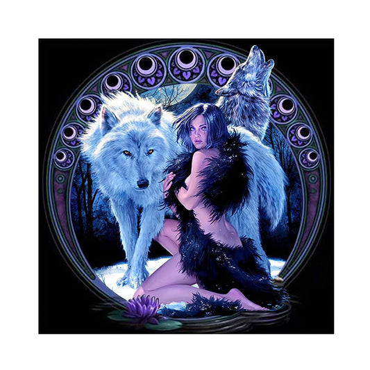 Beauty And The Wolf - Full Round Drill Diamond Painting 40*40CM