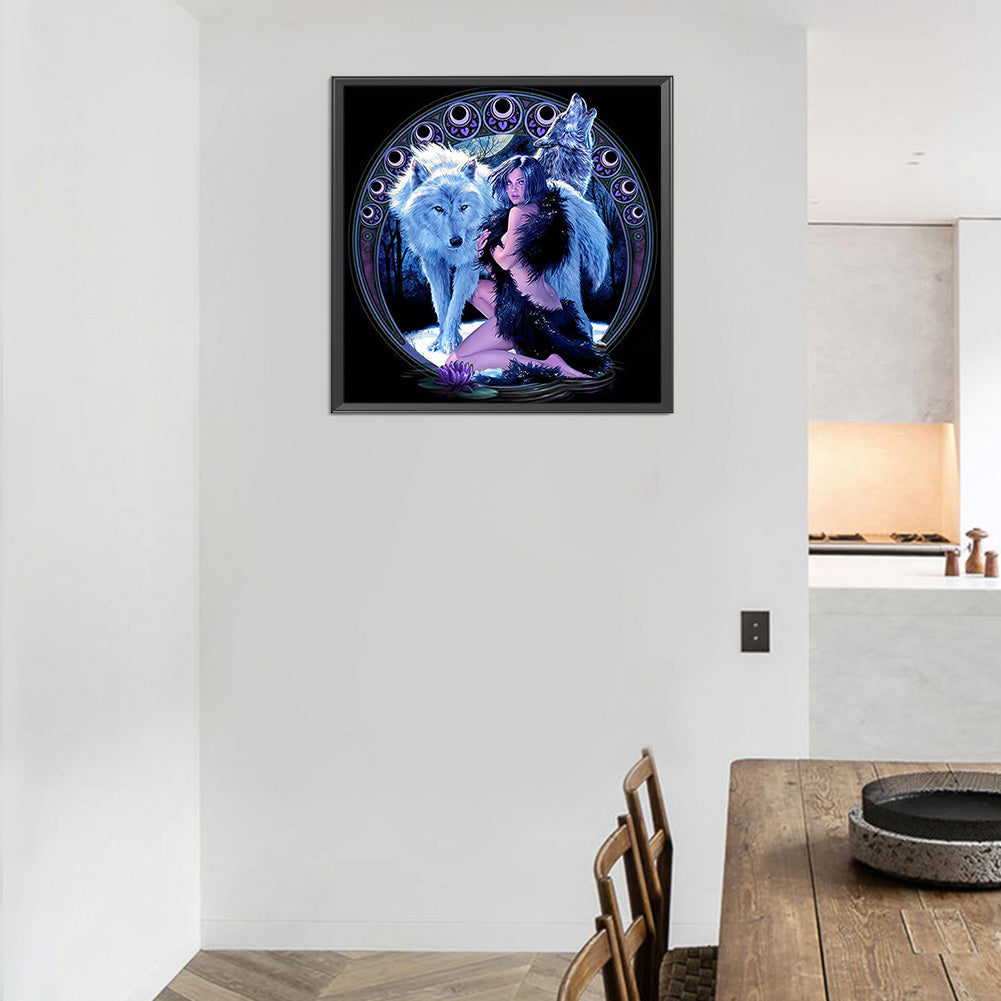 Beauty And The Wolf - Full Round Drill Diamond Painting 40*40CM