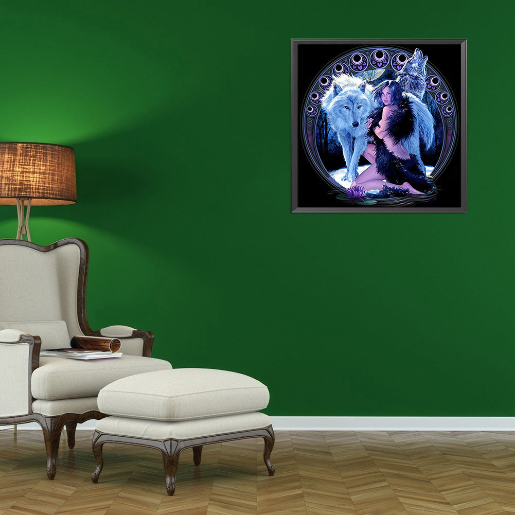 Beauty And The Wolf - Full Round Drill Diamond Painting 40*40CM