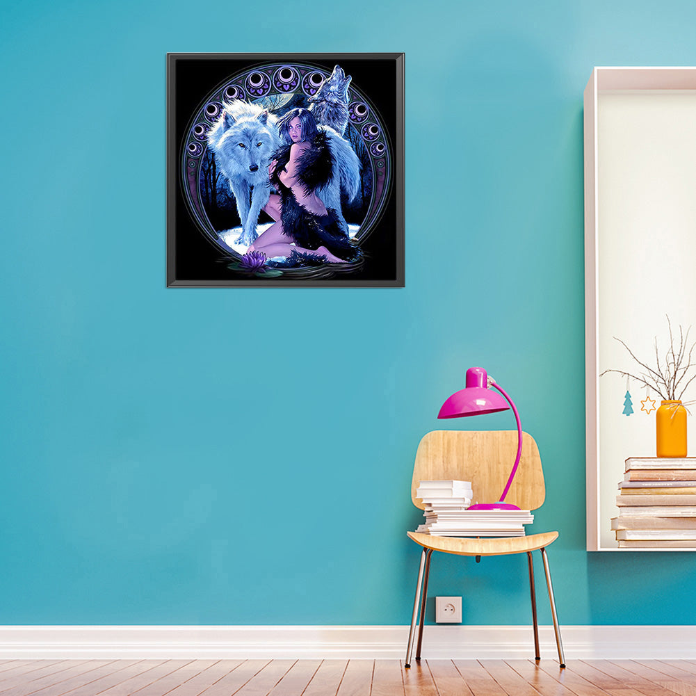 Beauty And The Wolf - Full Round Drill Diamond Painting 40*40CM