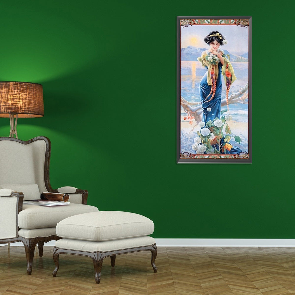 Retro Woman - Full Round Drill Diamond Painting 30*60CM