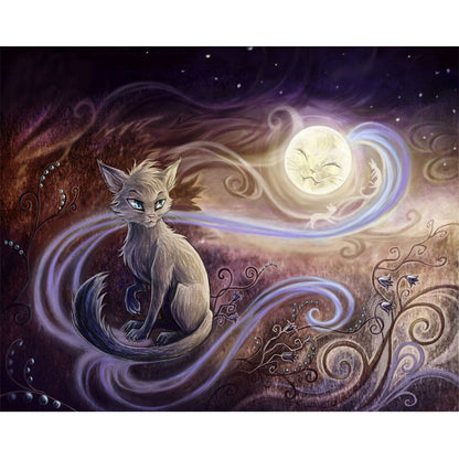 Moon Cat - 11CT Stamped Cross Stitch 50*40CM