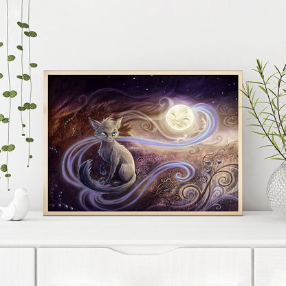 Moon Cat - 11CT Stamped Cross Stitch 50*40CM