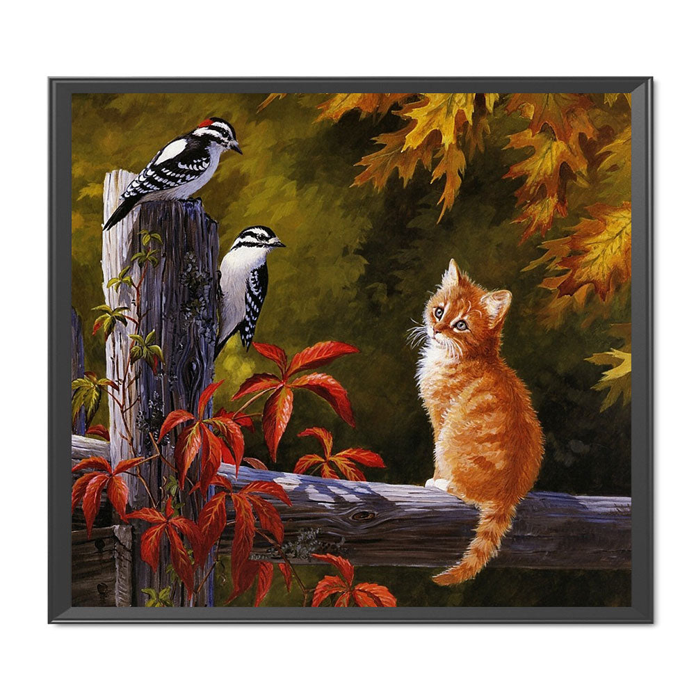 Autumn Cat - 11CT Stamped Cross Stitch 55*50CM