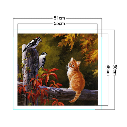 Autumn Cat - 11CT Stamped Cross Stitch 55*50CM