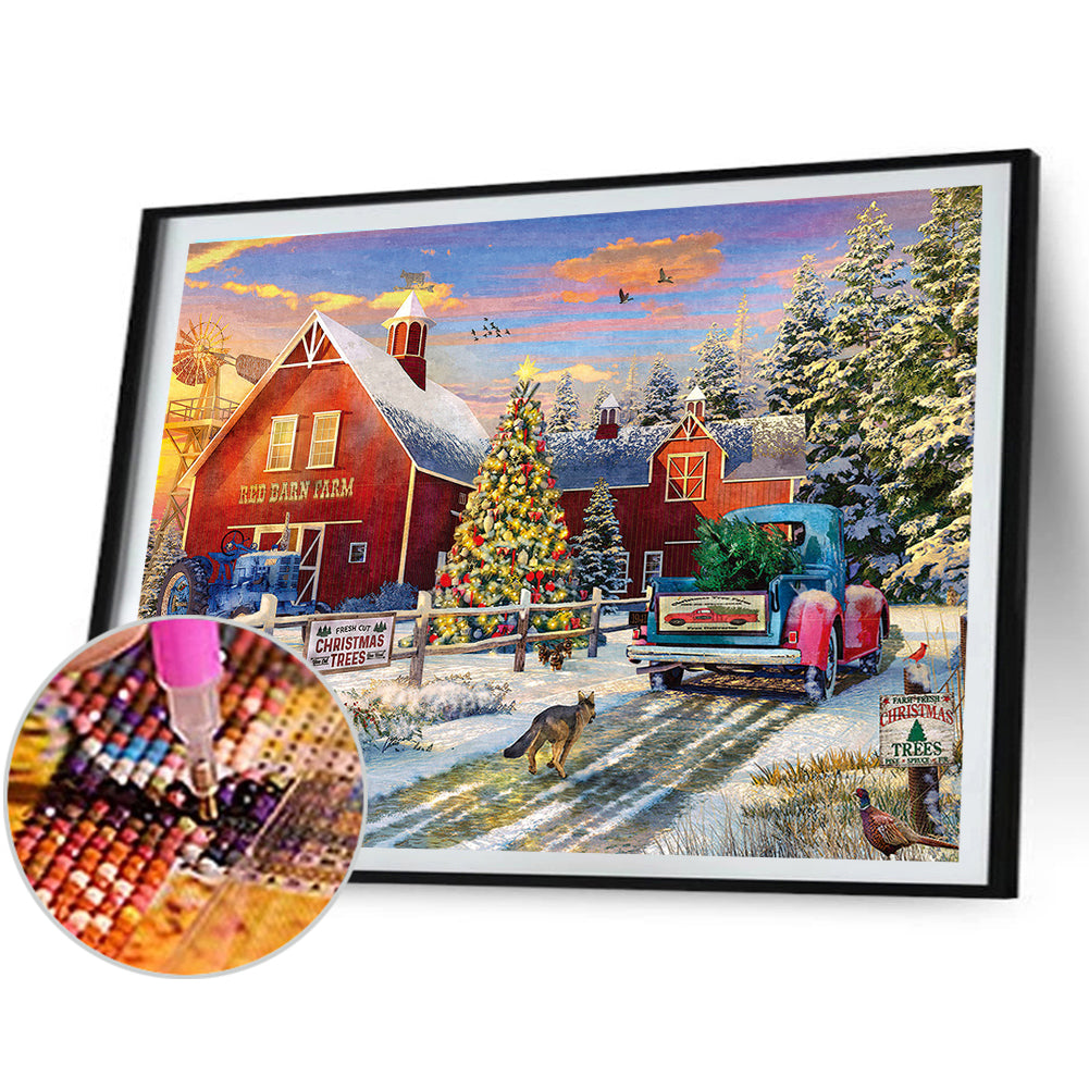 Red House Farm - Full Round Drill Diamond Painting 40*30CM