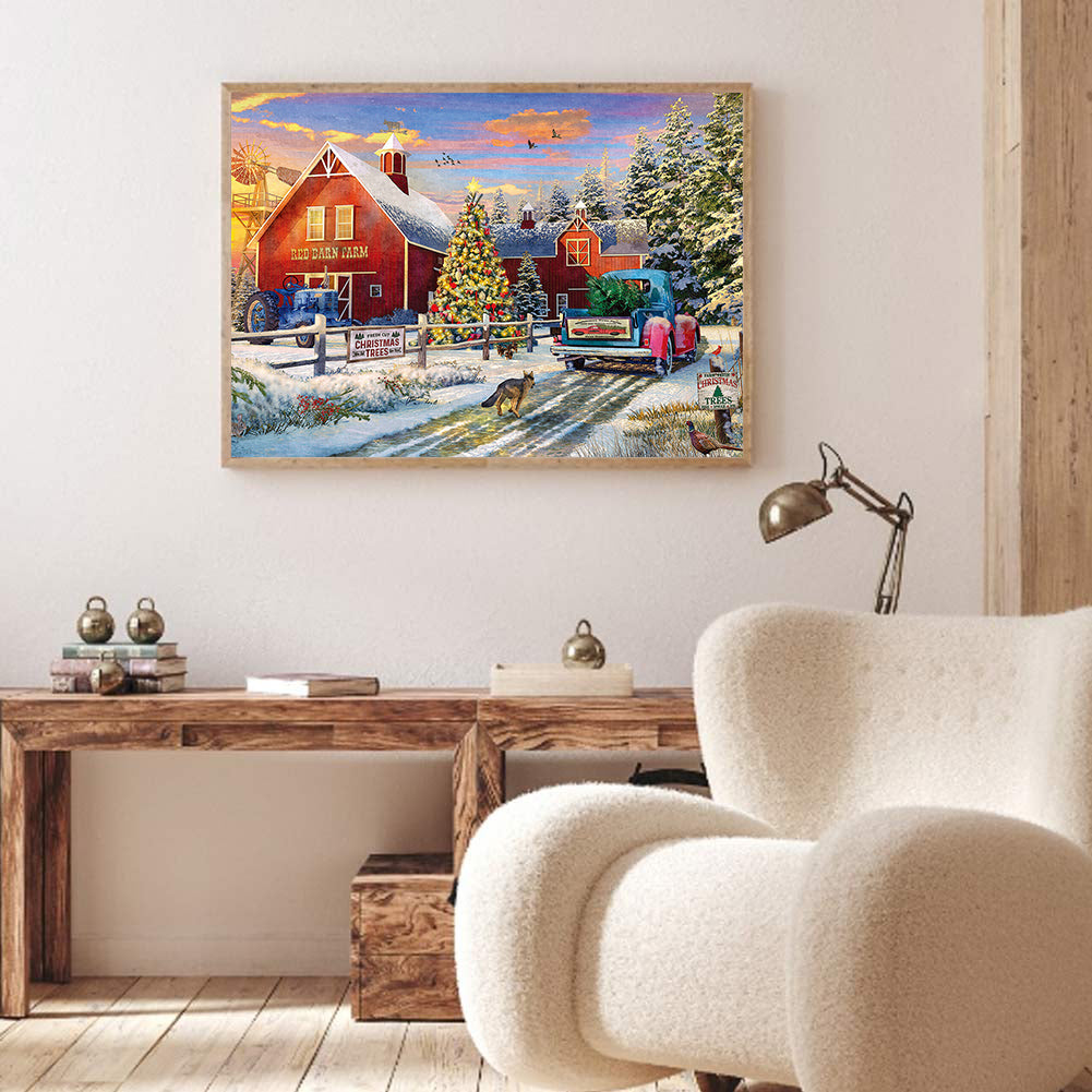 Red House Farm - Full Round Drill Diamond Painting 40*30CM