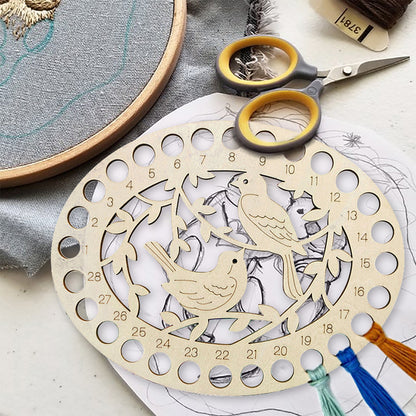 Wooden Bird Embroidery Floss Organizer Cross Stitch Thread Holder Storage