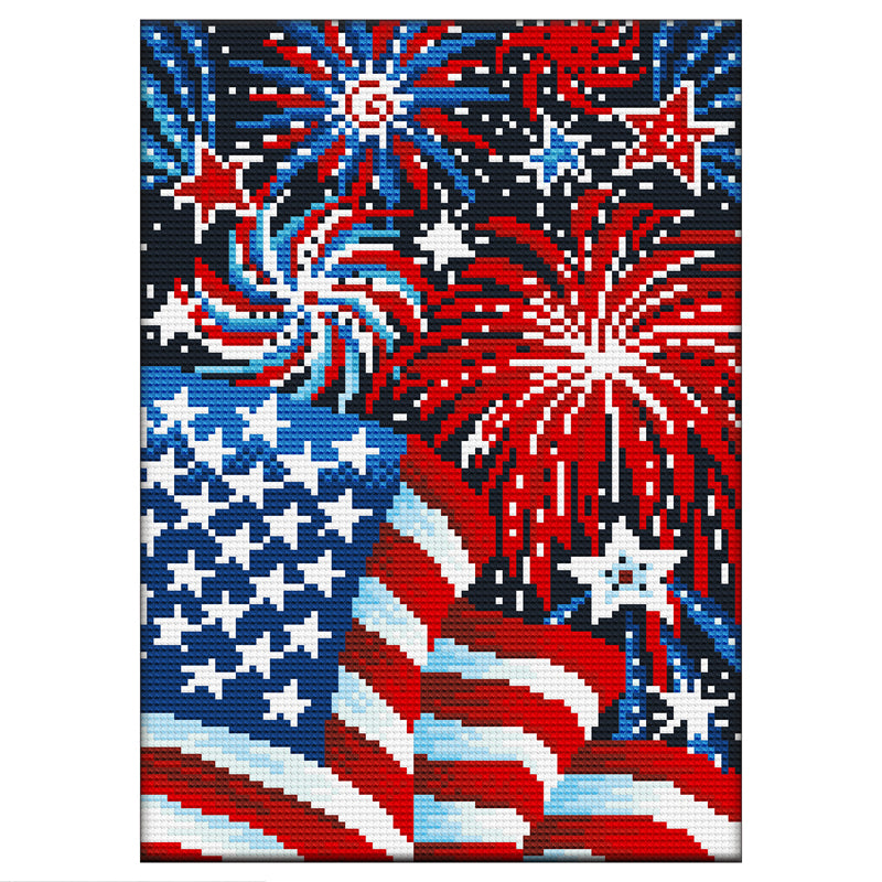 American Flag Fireworks - Full Round Drill Diamond Painting 30*40CM