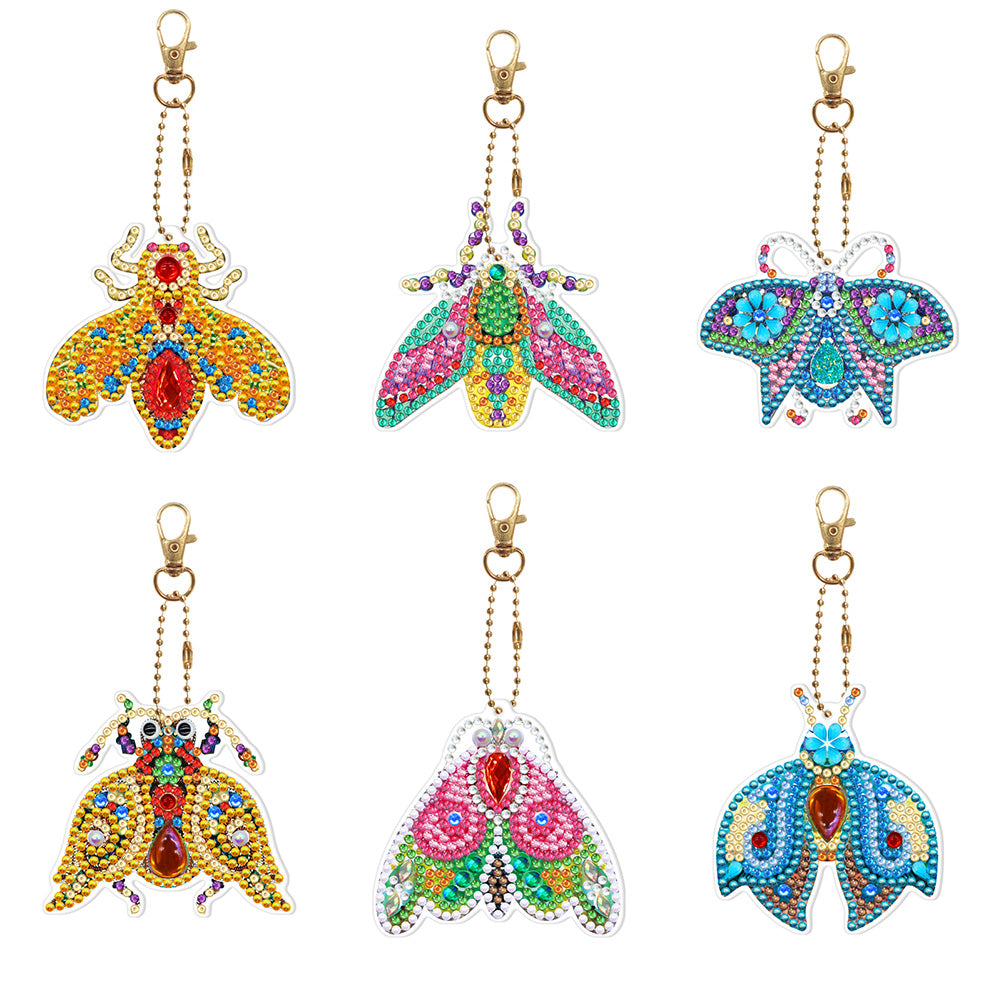 5pcs Diamond Painting Keychain DIY Special-shaped Drill Key Ring Pendants