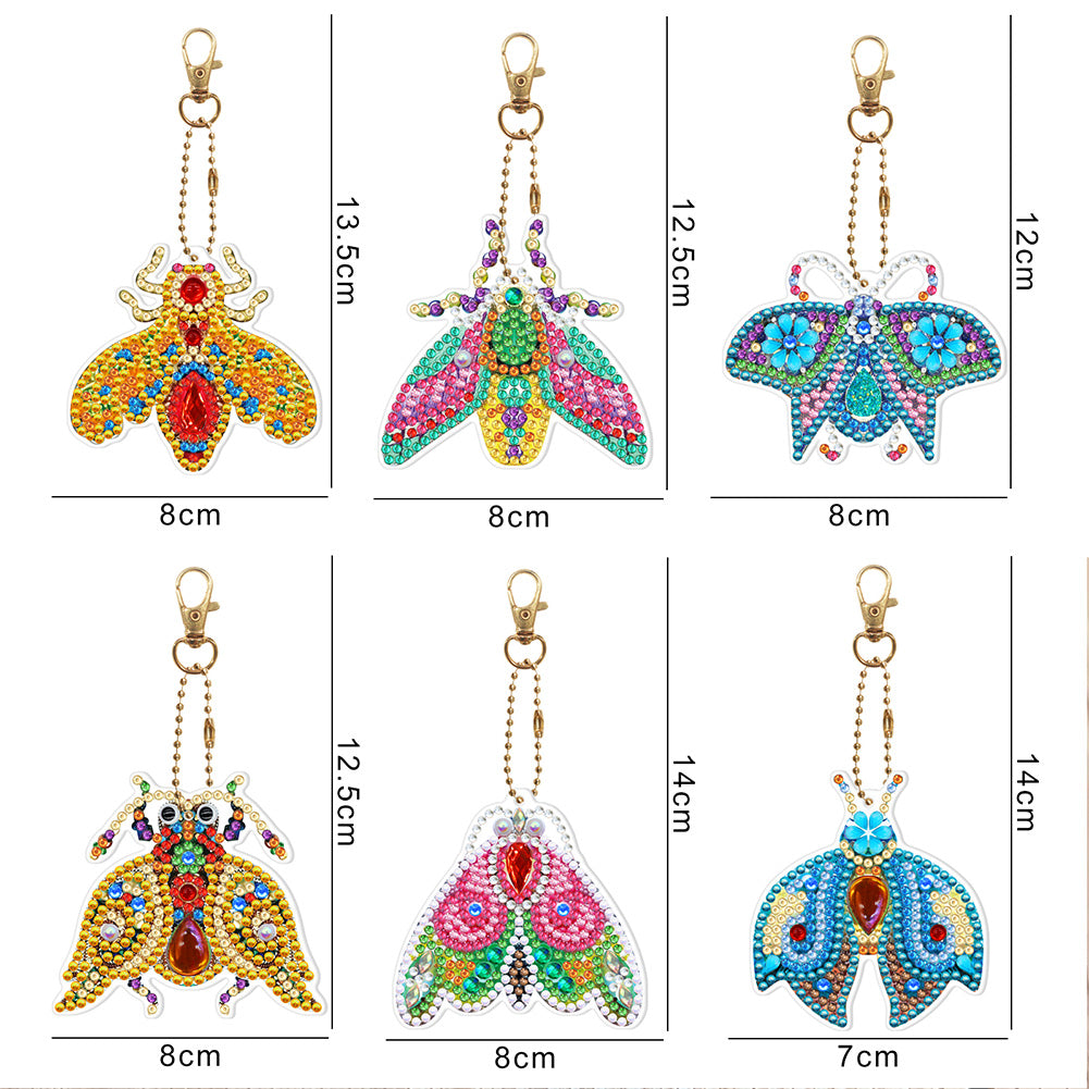 5pcs Diamond Painting Keychain DIY Special-shaped Drill Key Ring Pendants