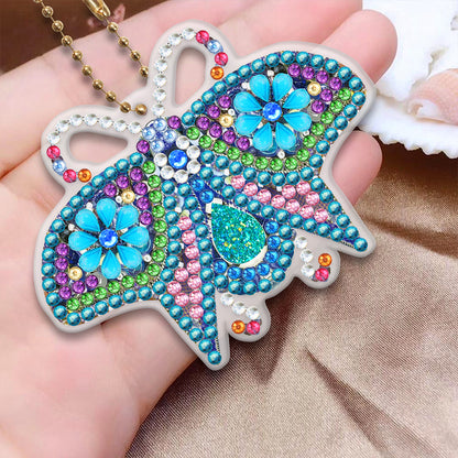 5pcs Diamond Painting Keychain DIY Special-shaped Drill Key Ring Pendants