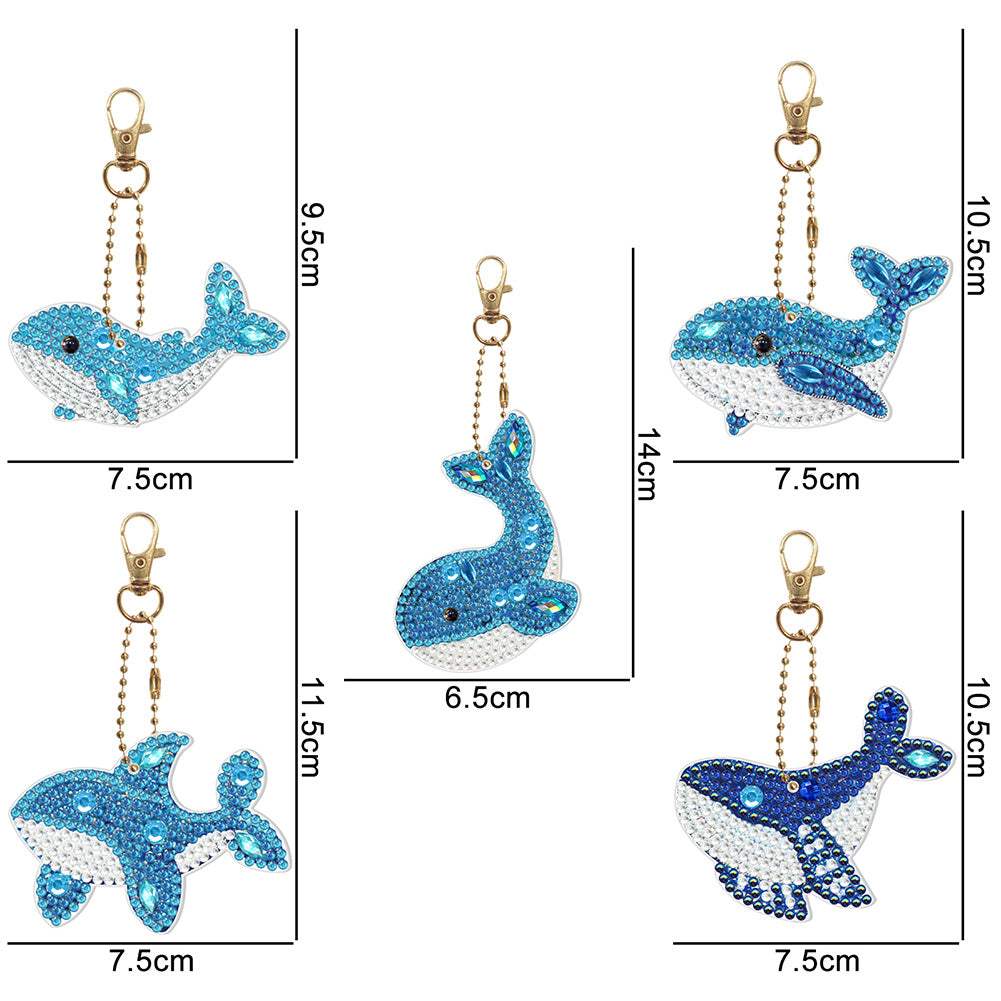 5pcs Diamond Painting Keychain DIY Special-shaped Drill Key Ring Pendants