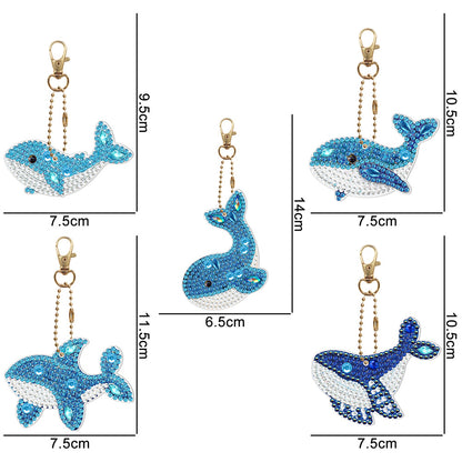 5pcs Diamond Painting Keychain DIY Special-shaped Drill Key Ring Pendants