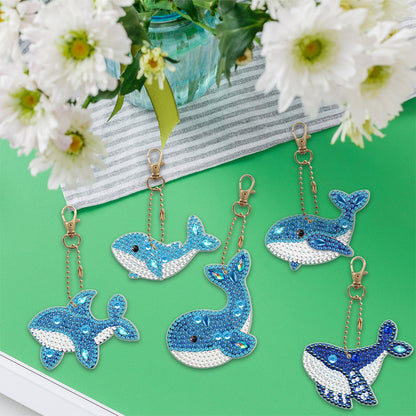 5pcs Diamond Painting Keychain DIY Special-shaped Drill Key Ring Pendants