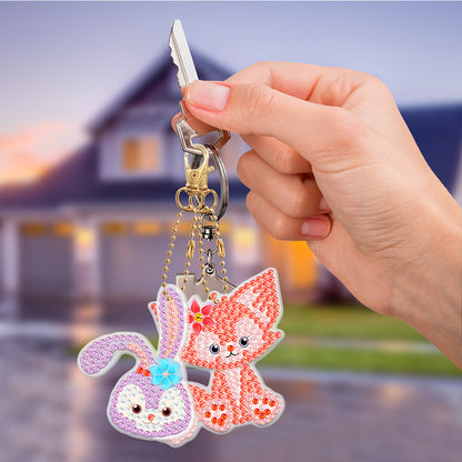 Animal Diamond Painting Keychain DIY Special-shaped Drill Key Ring Pendants