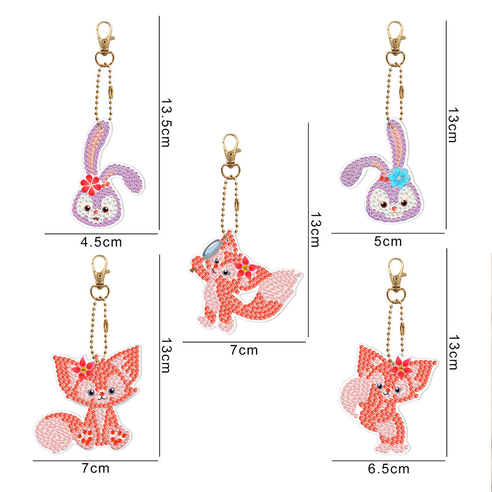 Animal Diamond Painting Keychain DIY Special-shaped Drill Key Ring Pendants