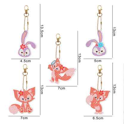 Animal Diamond Painting Keychain DIY Special-shaped Drill Key Ring Pendants