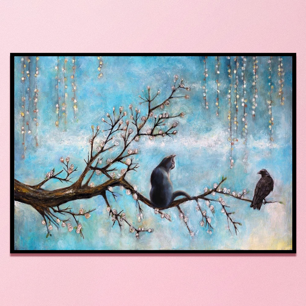 Cat And Crow - 11CT Stamped Cross Stitch 60*40CM