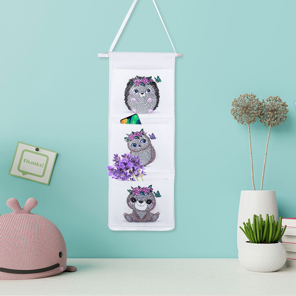 Wall Door Hanging Storage Bag DIY Diamond Painting 3 Pockets Home Organizer