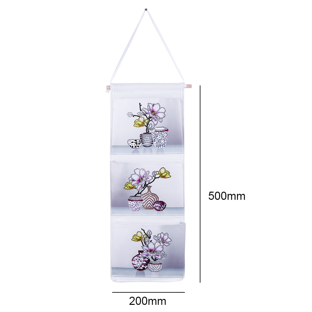 Wall Door Hanging Storage Bag DIY Diamond Painting 3 Pockets Home Organizer