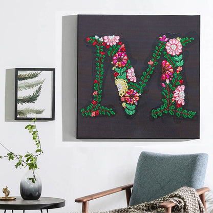 Embroidered Letters - Special Shaped Drill Diamond Paiting 30*30CM