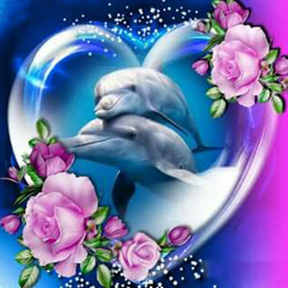 Rose Dolphin - Full Round Drill Diamond Painting 30*30CM