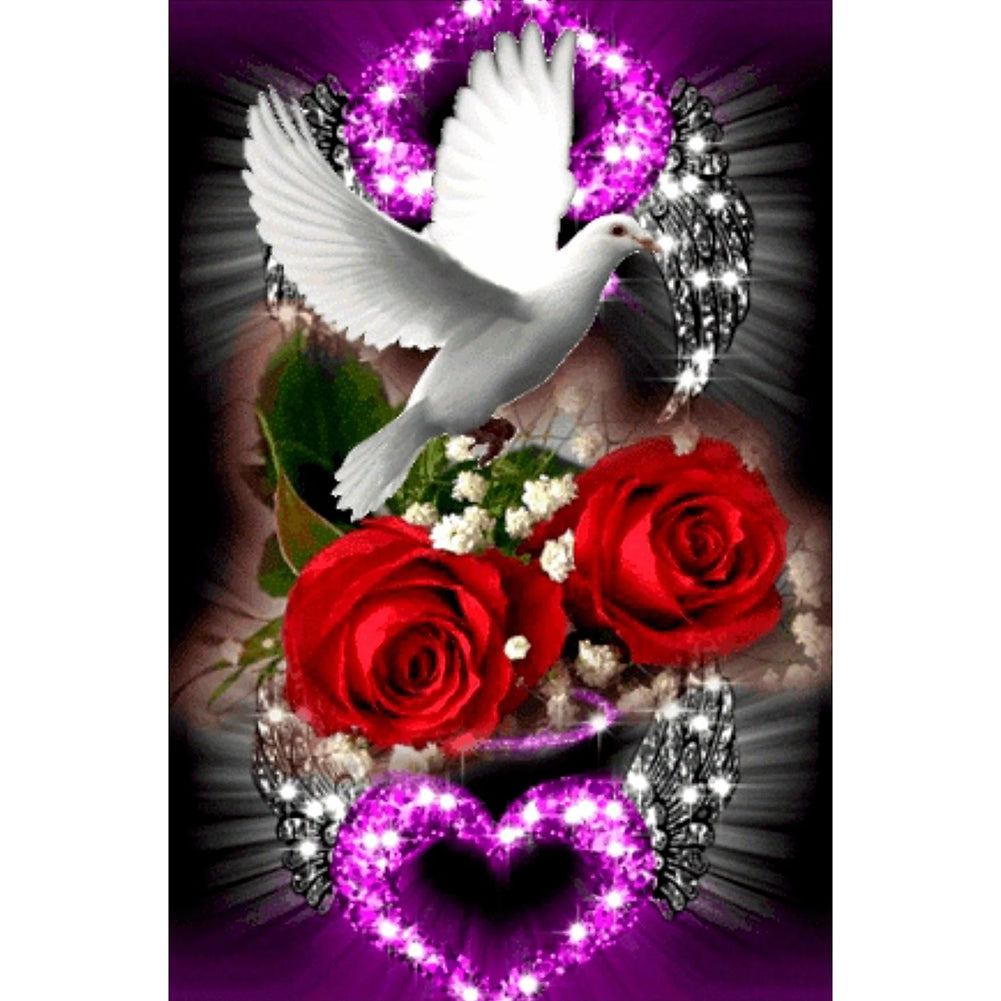 Rose Dove Of Peace - Full Round Drill Diamond Painting 30*45CM