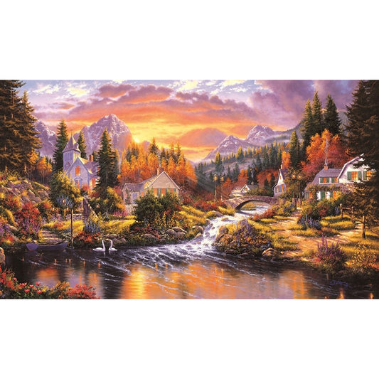 Foothill Village - Full Round Drill Diamond Painting 80*40CM