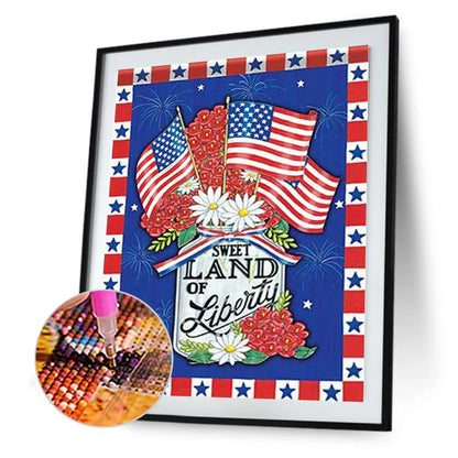 Independence Day Flag Bouquet - Full Round Drill Diamond Painting 50*60CM