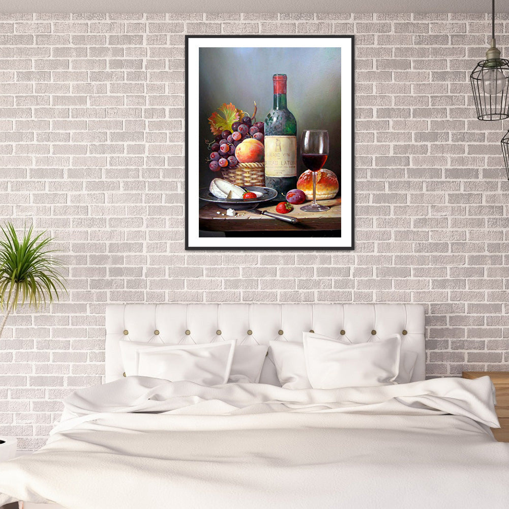 Still Life Red Wine - Full Round Drill Diamond Painting 30*40CM