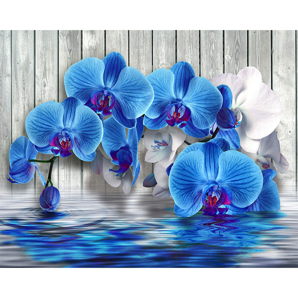 Blue Phalaenopsis - Full Round Drill Diamond Painting 40*30CM