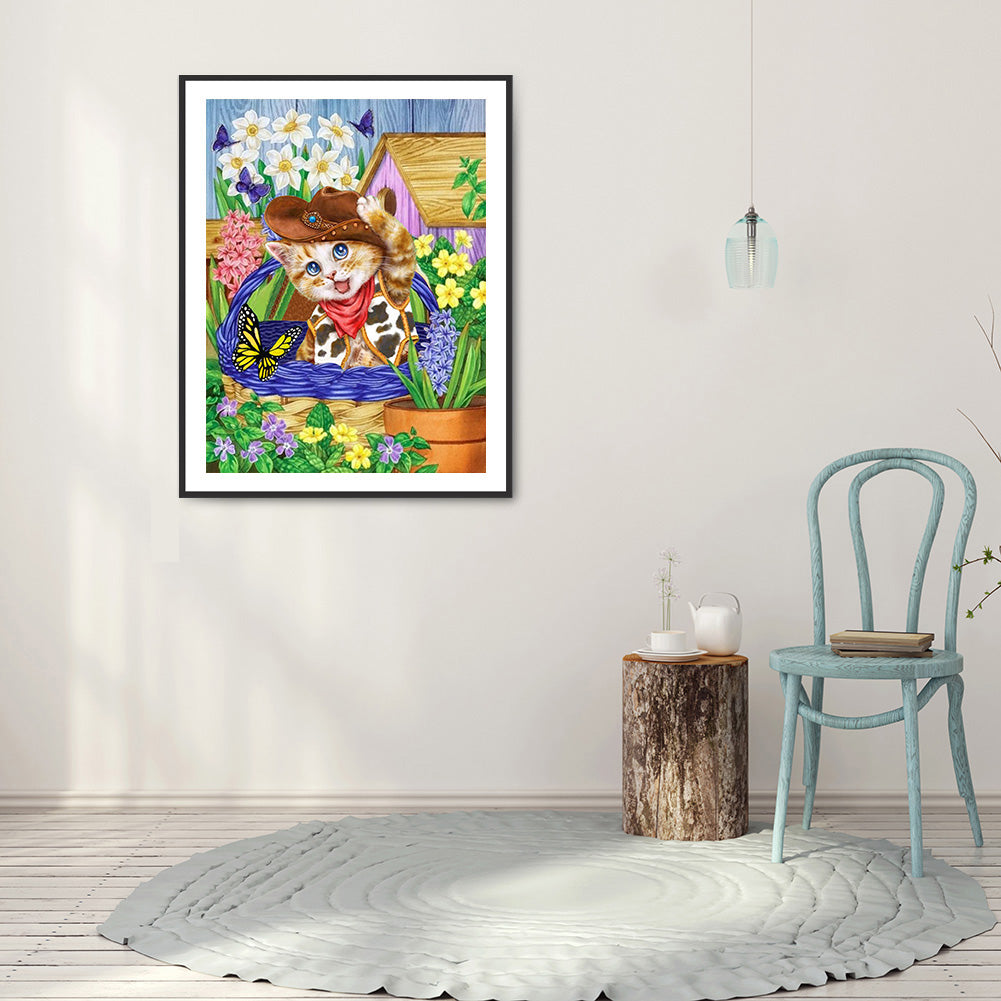Cat - Full Round Drill Diamond Painting 30*40CM