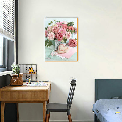 Roses On Table - Full Round Drill Diamond Painting 30*40CM