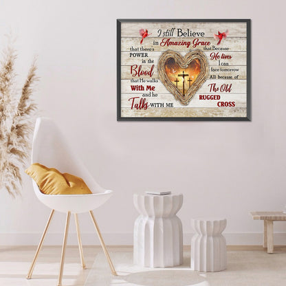 Cross Love In English - Full Round Drill Diamond Painting 50*40CM