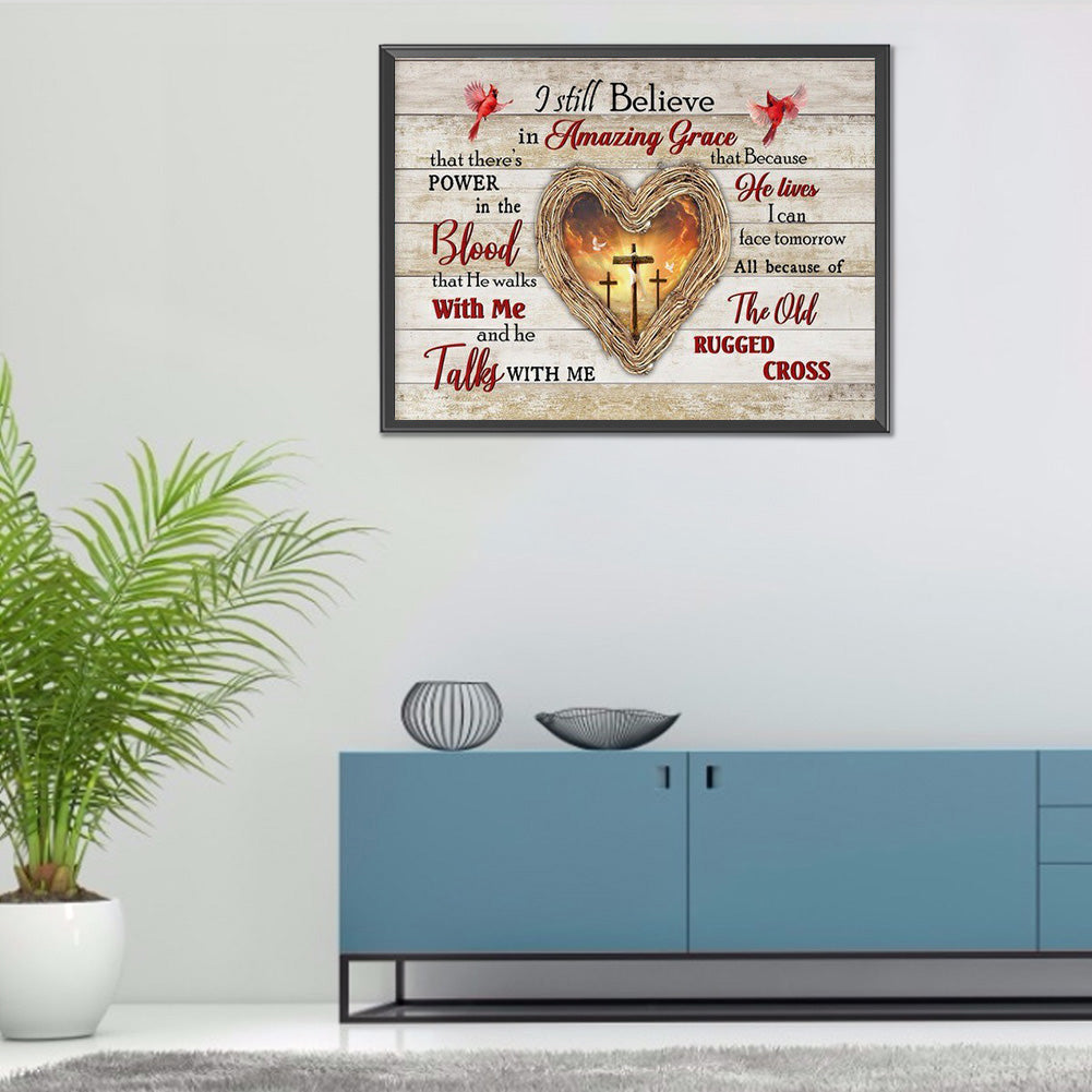 Cross Love In English - Full Round Drill Diamond Painting 50*40CM