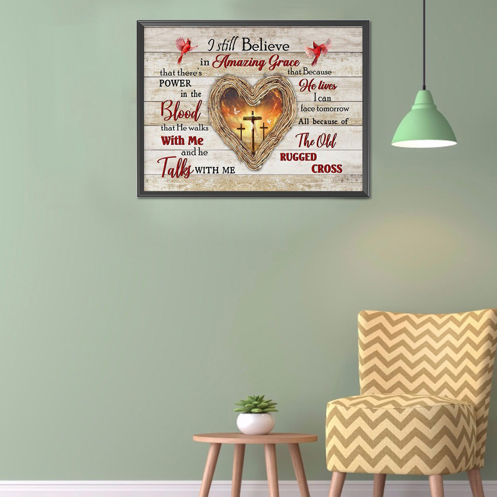 Cross Love In English - Full Round Drill Diamond Painting 50*40CM