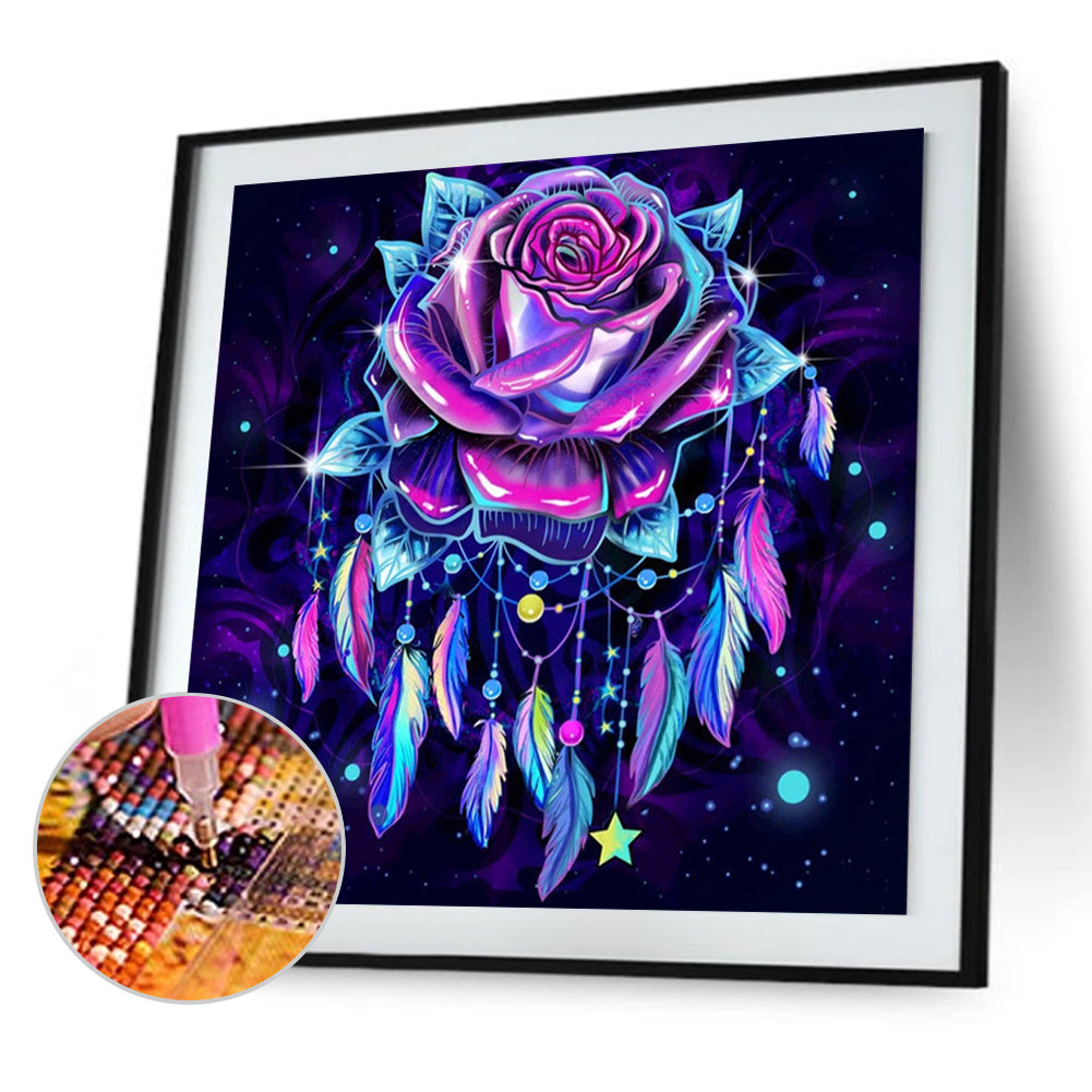 Purple Atmosphere Rose - Full Round Drill Diamond Painting 30*30CM