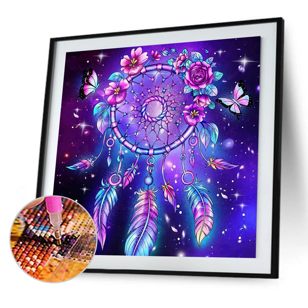 Purple Atmosphere Dream Catcher - Full Round Drill Diamond Painting 30*30CM