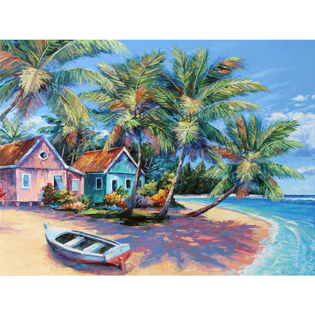 Beach Scenery - Full Round Drill Diamond Painting 40*30CM