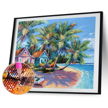 Beach Scenery - Full Round Drill Diamond Painting 40*30CM