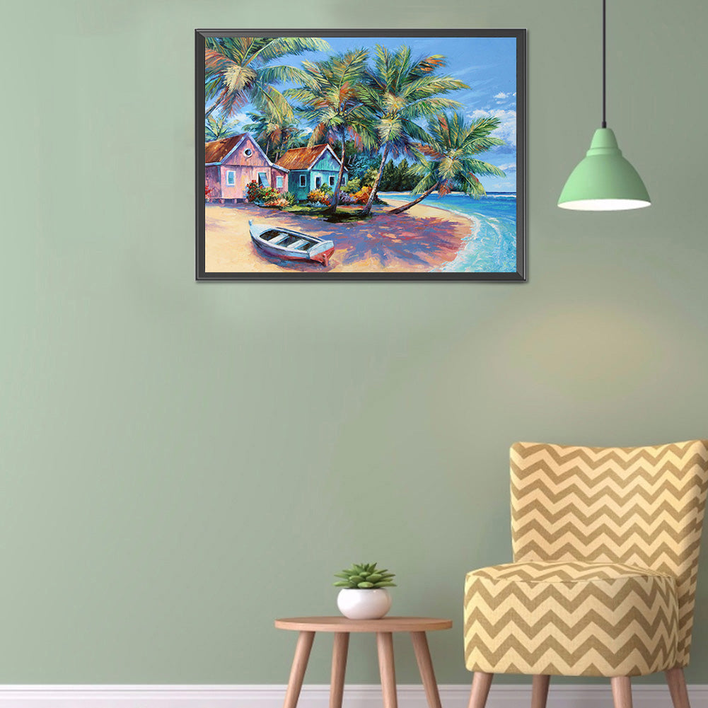 Beach Scenery - Full Round Drill Diamond Painting 40*30CM