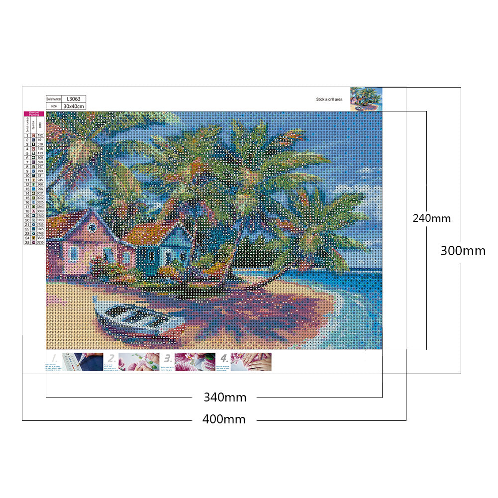 Beach Scenery - Full Round Drill Diamond Painting 40*30CM