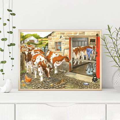 Cows 40*30CM(Canvas) Full Round Drill Diamond Painting